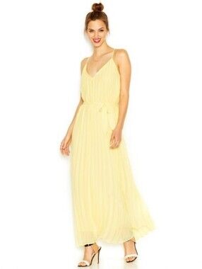 NWOT/ BAR III yellow pleated maxi dress